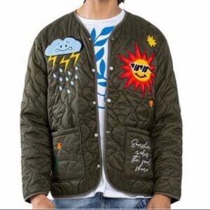 First Row Olive Green Quilted Puffer Jacket Small